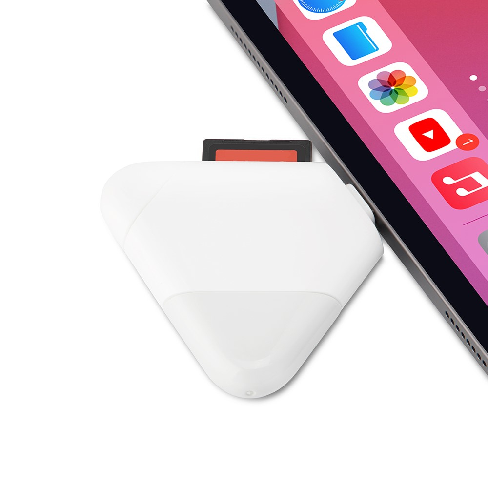 4in1 OTG USB Mini Kartenlesegerät Card Reader Lightning / USB A / USB C / MicroSD & SD Karte - Weiss