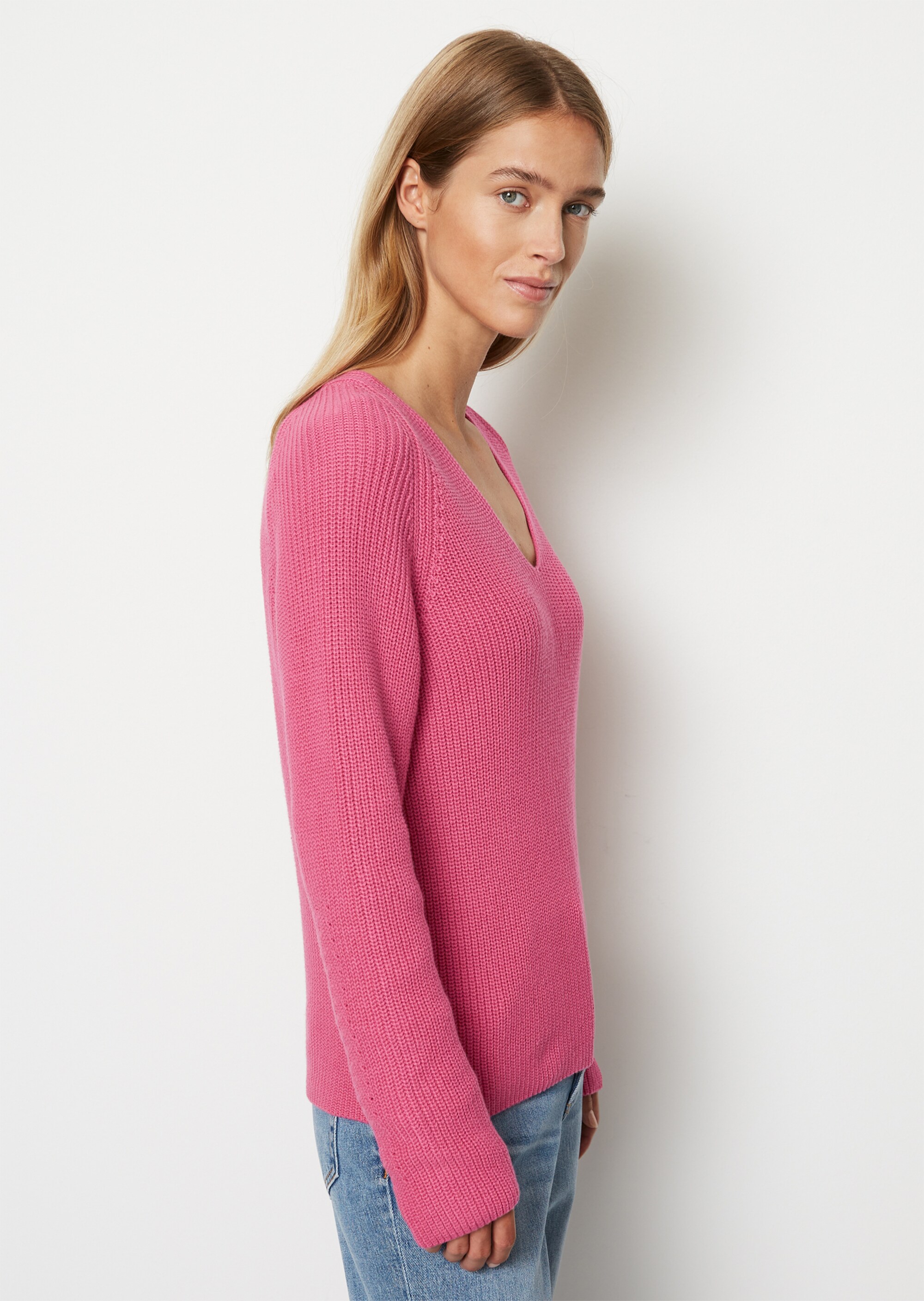 V-Neck-Strickpullover regularaus softem Baumwoll-Garn