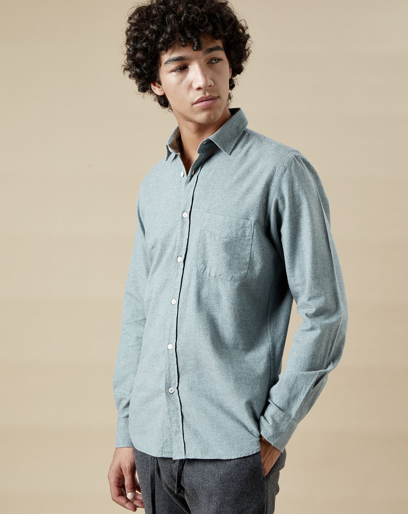 Hartford Chemise en Flanelle slim Storm amande