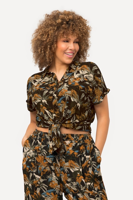 Bluse, Affen, Hemdkragen, ärmellos, hinten länger