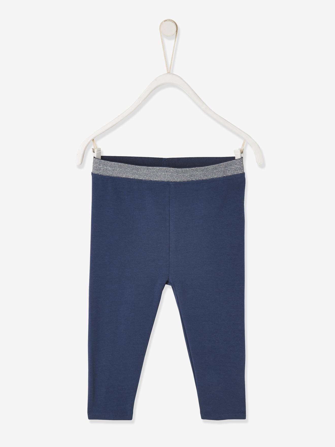 Leggings verde-acinzentadas com cós brilhante para bebês meninas