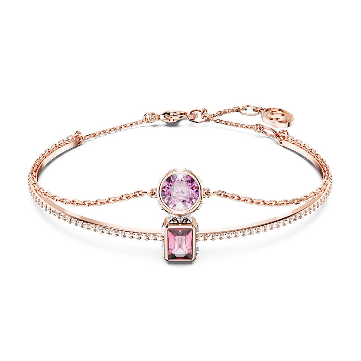 Bracelet-jonc Swarovski Stilla centre rose doré rose
