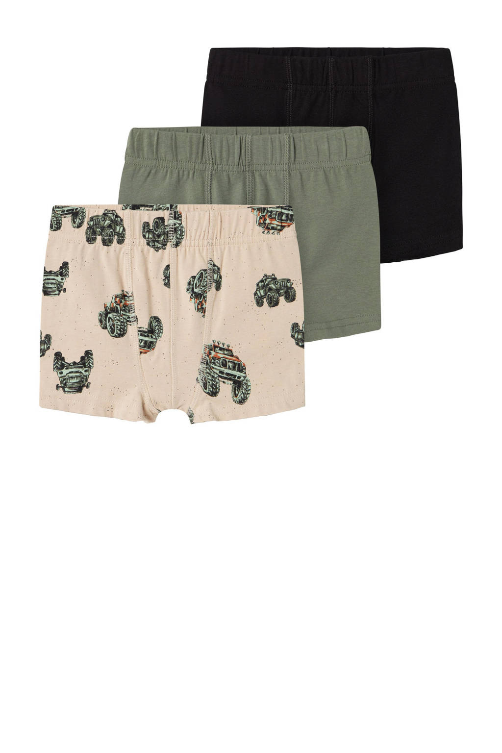 boxershort NMMTIGHTS MONSTER TRUCK - set van 3 beige/groen