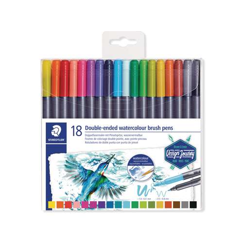 STAEDTLER® 3001 Doppelfasermaler mit Pinselspitze Sets