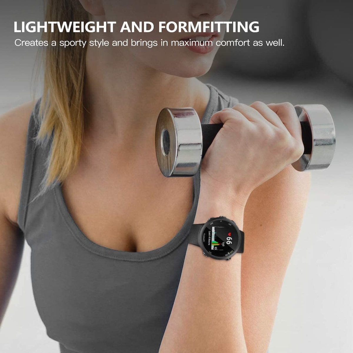 Reim i sort silikon til Garmin Forerunner 45 / 45S