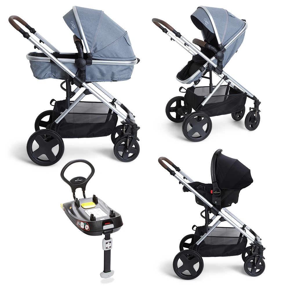 Baby Elegance Cupla Duo Reisesystem – Grau & ISOFix-Basis Schwarz (Bundle)