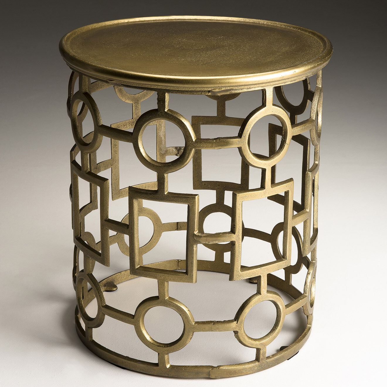 Macabane Table d'appoint ronde Jonas dorée - D.43xH.48 cm