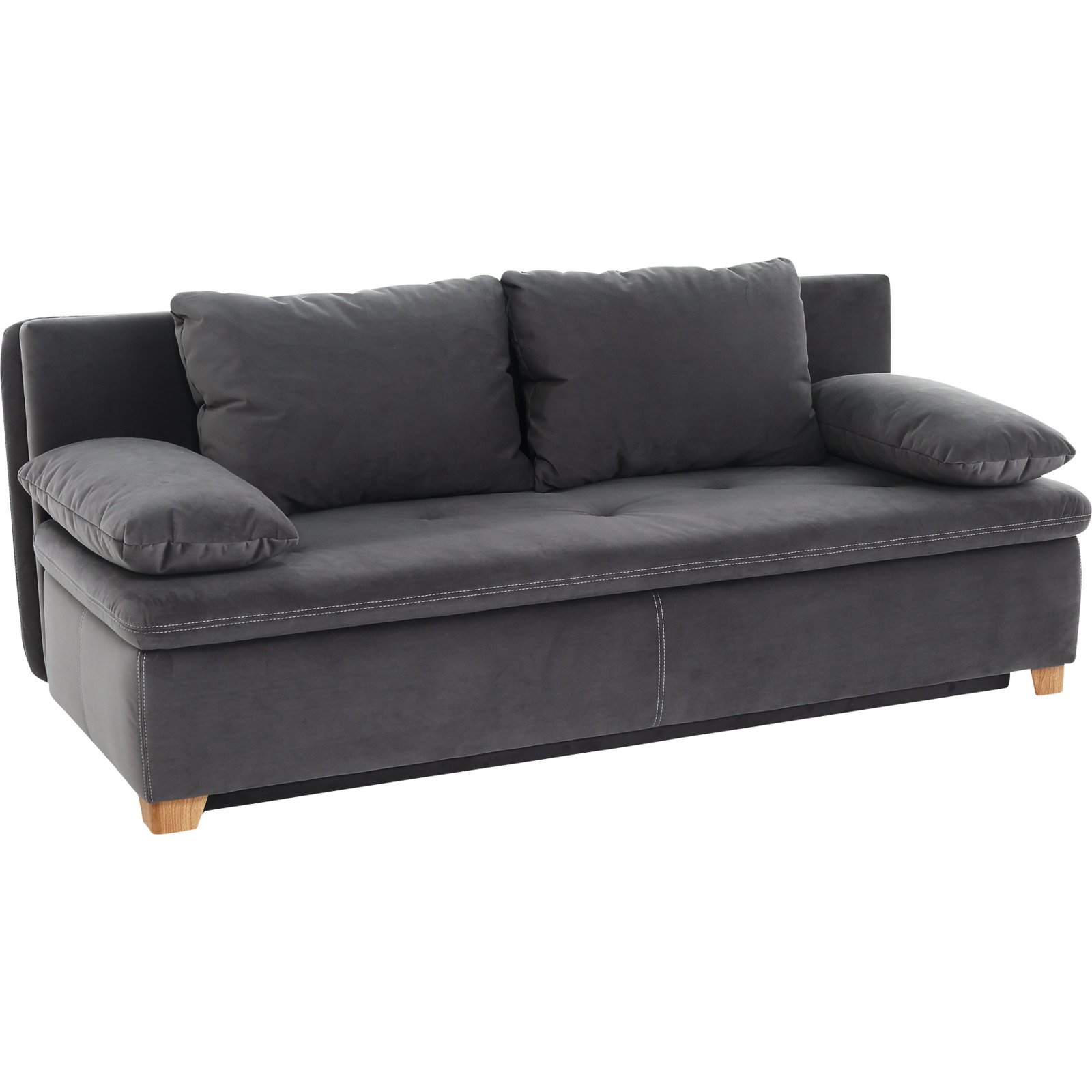 Bettsofa Nadia Stoff grau, Bettkasten