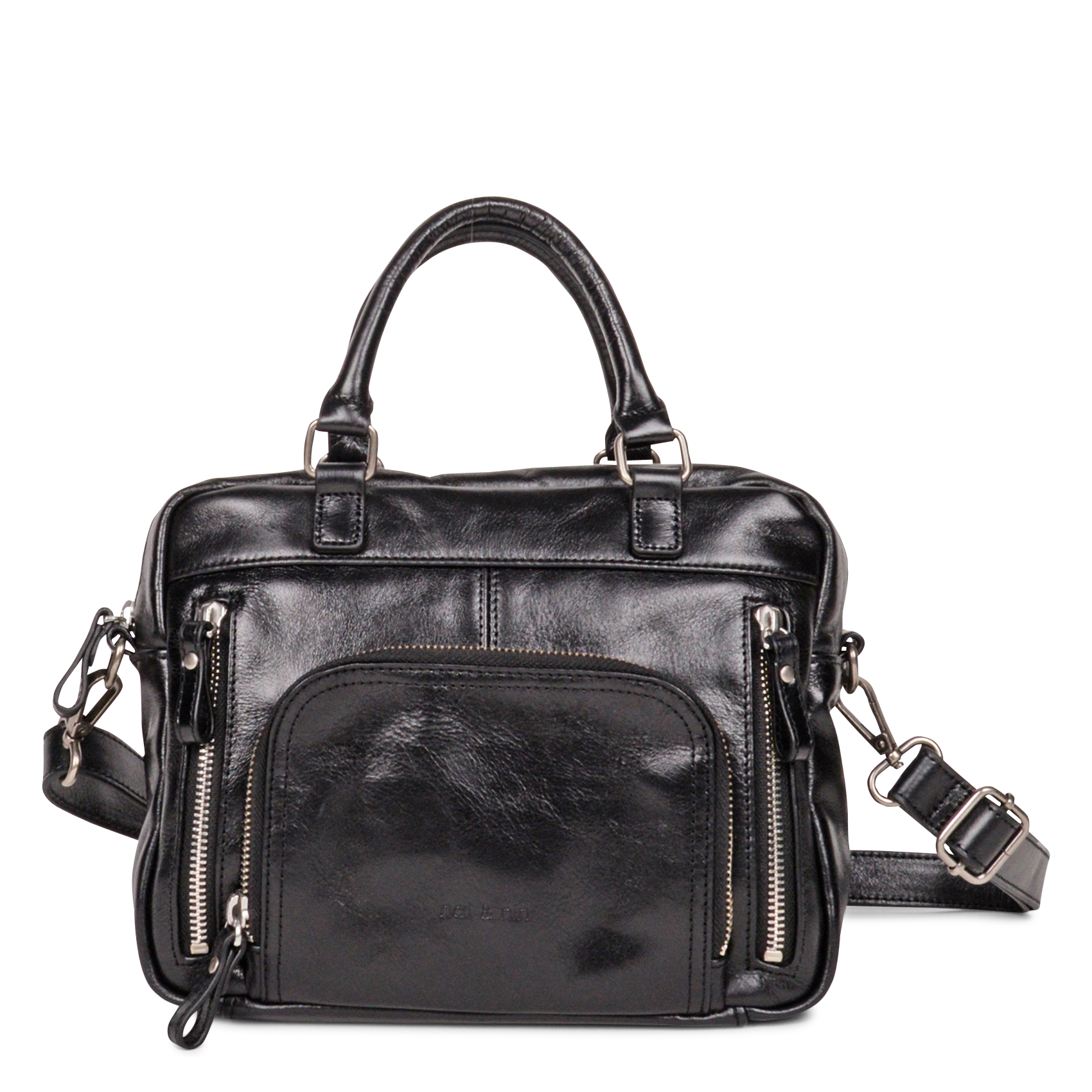 MINI MACY - Sac à main multipoches en cuir | Noir