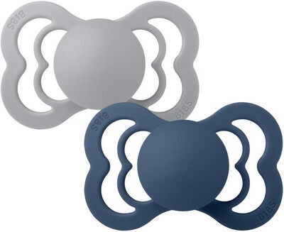 BIBS Supreme Smokk 2-pack Silikon Str 1, Cloud/Steel Blue