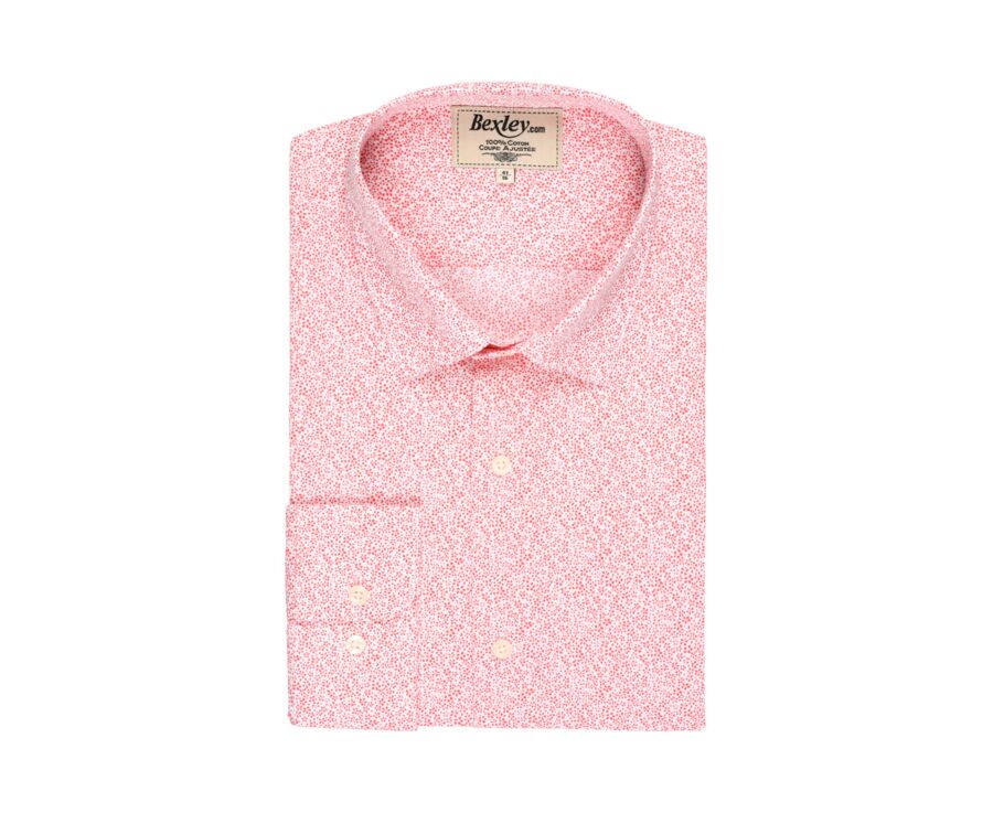 Chemise blanche imprimée motifs rouges - Col français - MARIUS