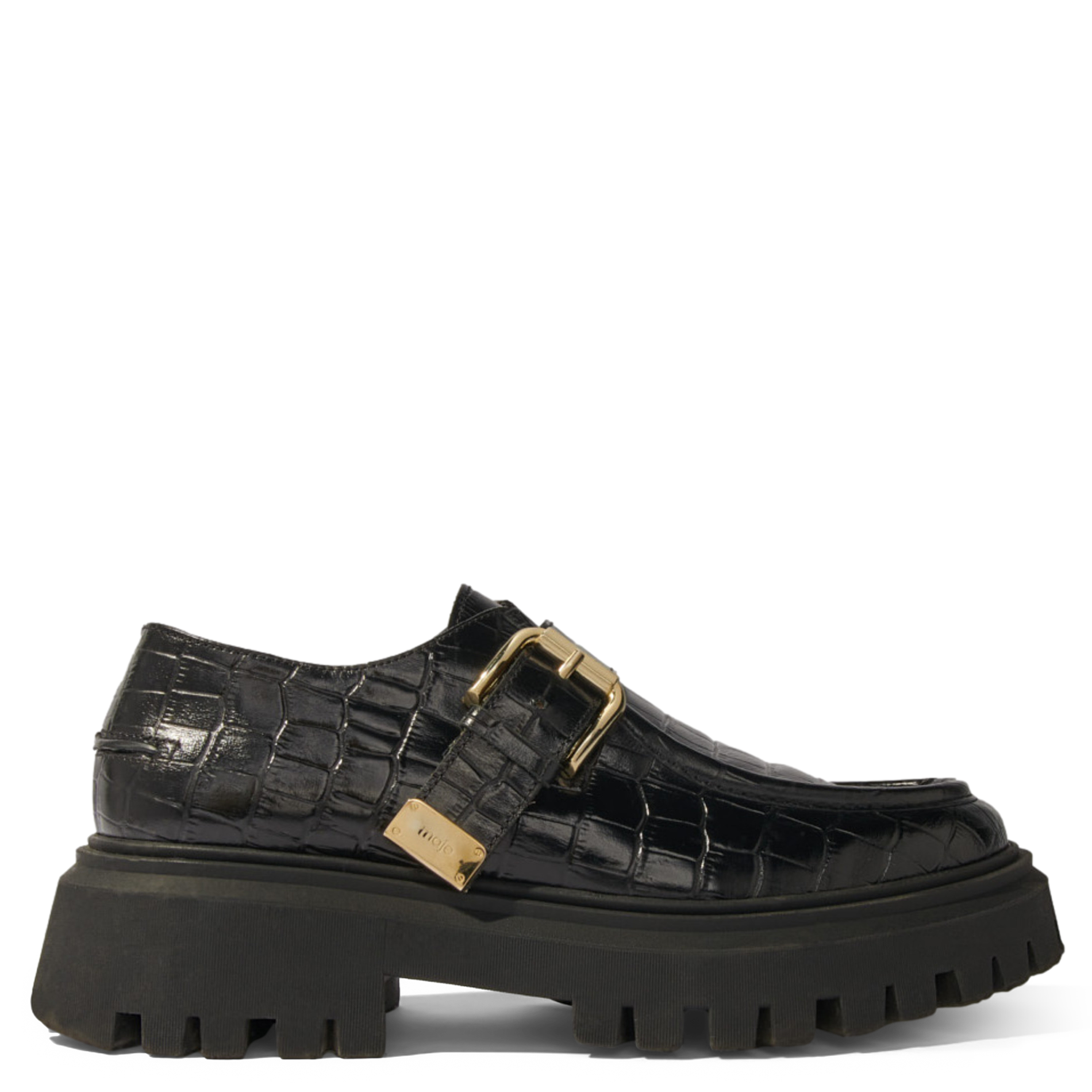 Mocassins derbies en cuir croco | Noir