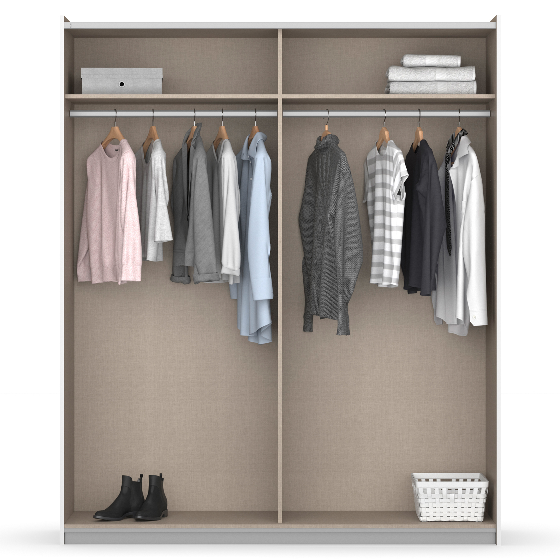 Schwebetürenschrank - grau-metallic - Eiche Artisan - 175 cm