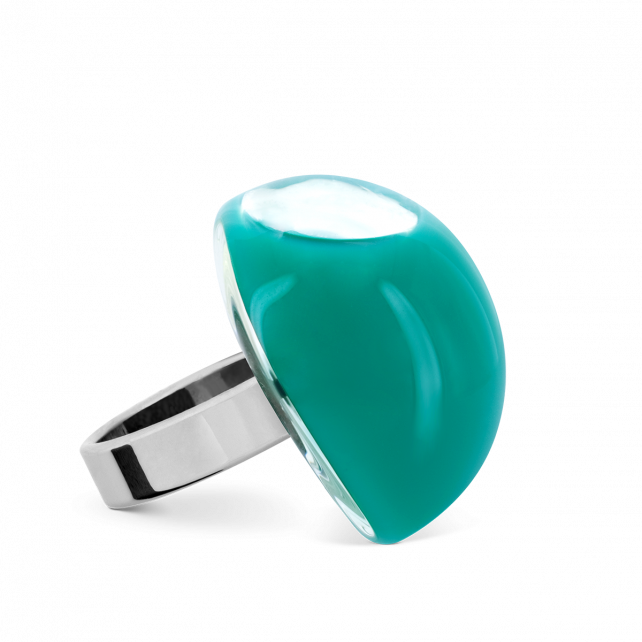 Bague en verre soufflé - Dome Medium Milk