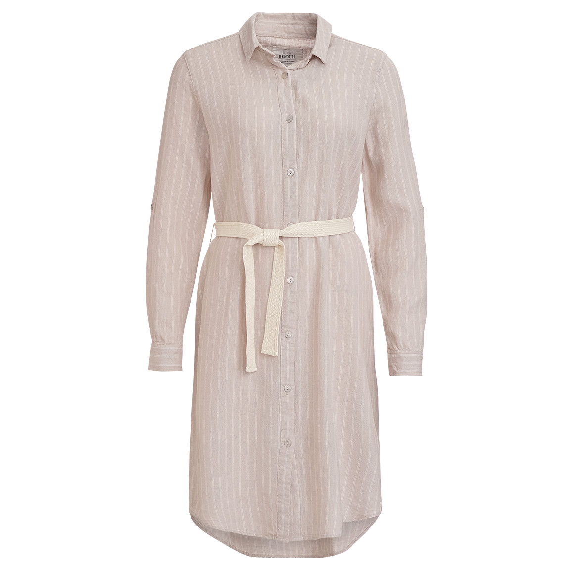 Gina Benotti Damen Leinen-Kleid mit Bindegürtel beige