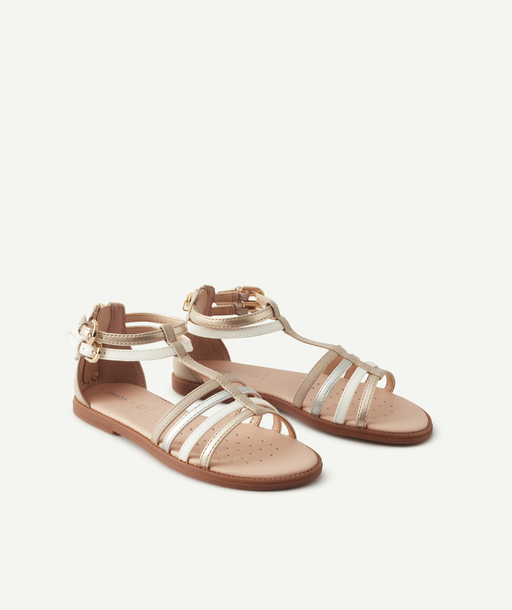 GEOXLES SANDALES COULEUR DORÉE ET BLANCHES AVEC ZIP