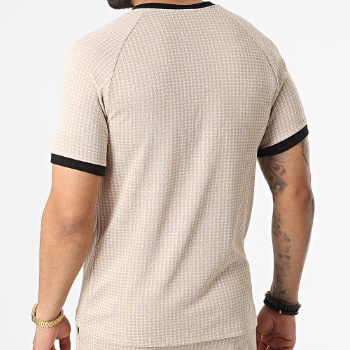 Ensemble Tee Shirt Col Zippé Short Jogging C5845-C8153 Beige