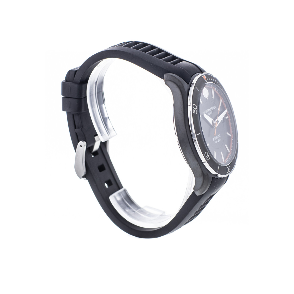 Montre d'occasion Baume et Mercier Clifton homme automatique acier bracelet caoutchouc noir