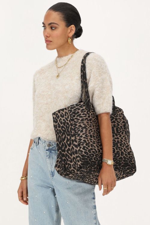 Grote shopper met panterprint