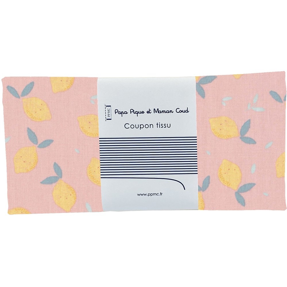 Coupon Tissu 50 Cm Citron Jaune Rose Ex1057