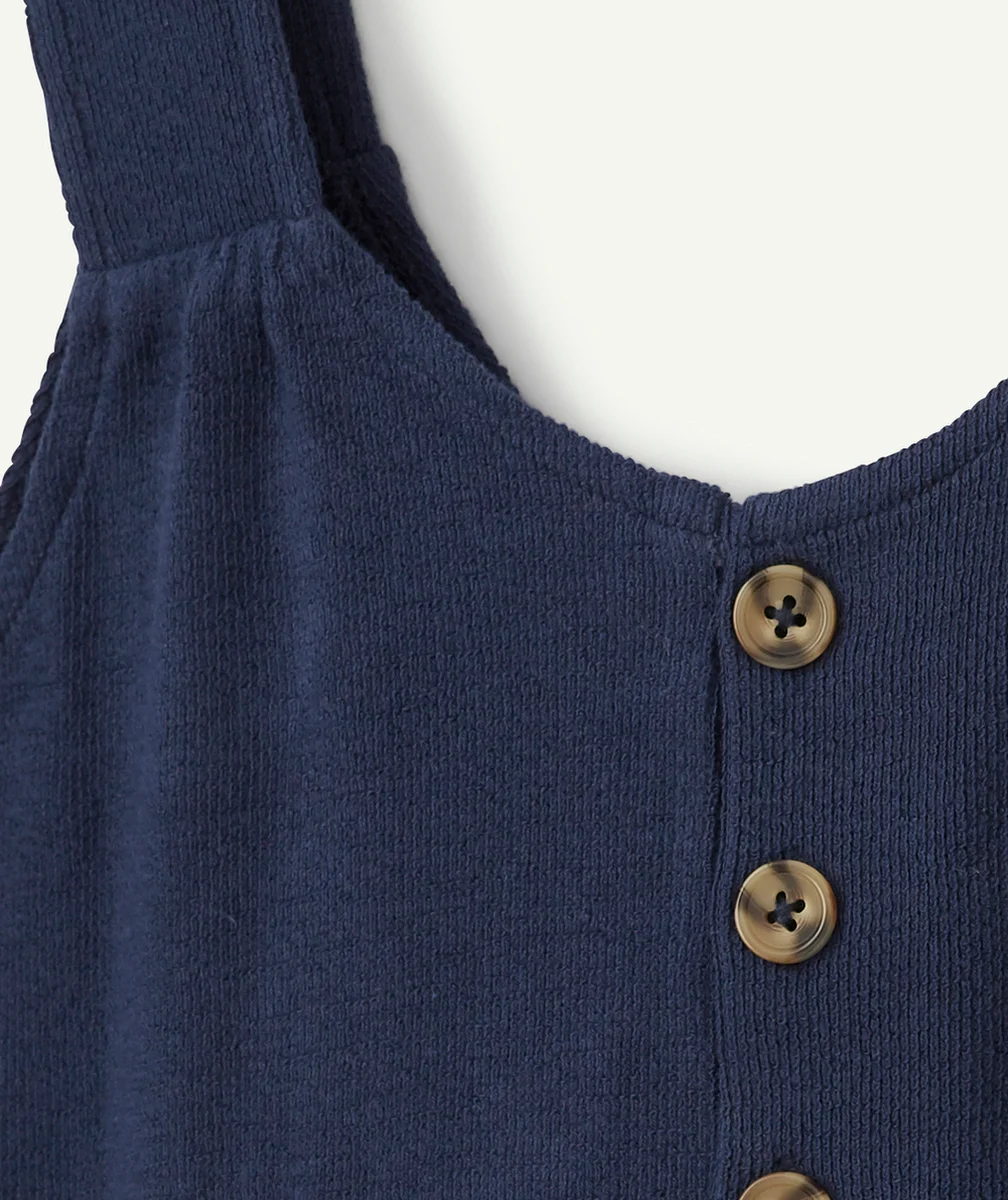 LA COMBISHORT BLEU MARINE EN COTON AVEC BOUTONS ET POCHES