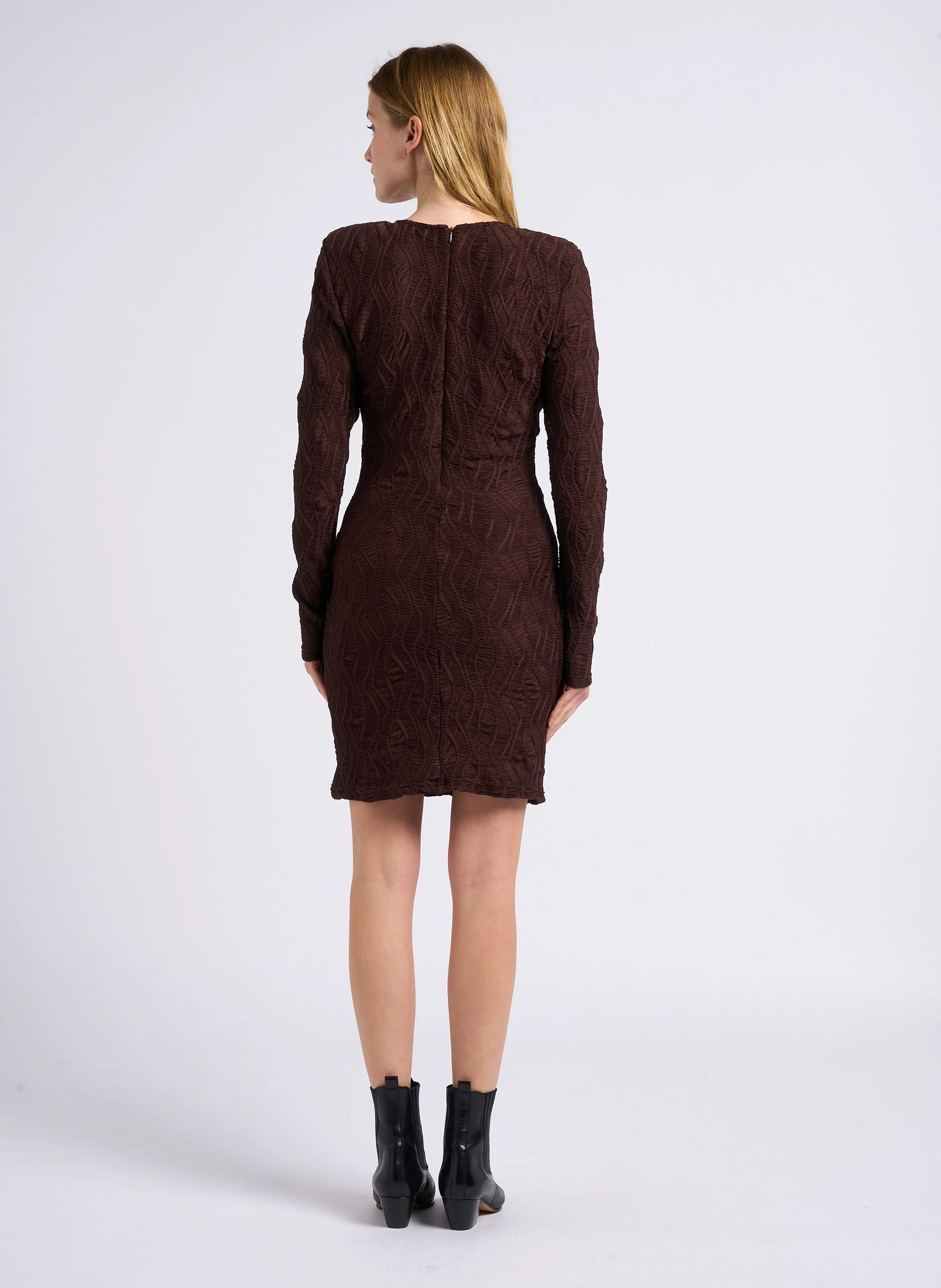 CIVI - Robe courte col rond | Marron