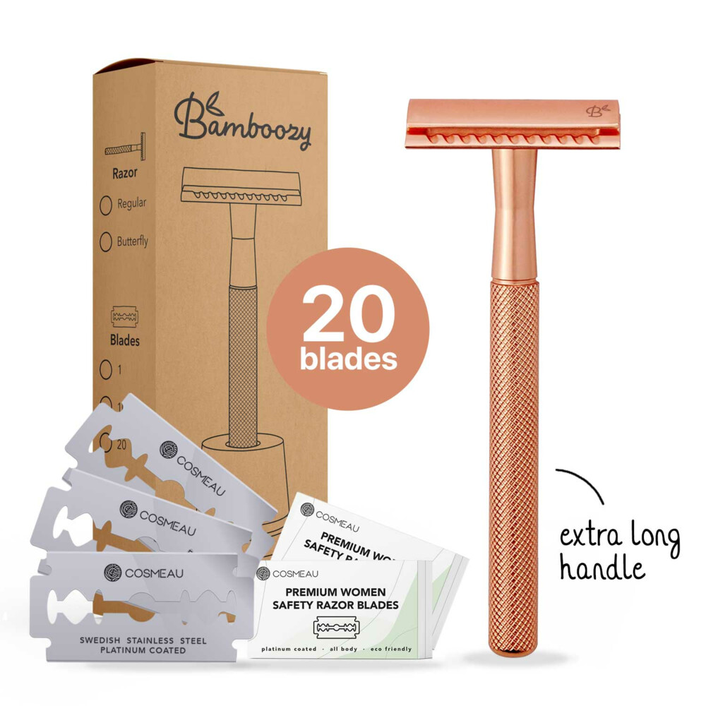 Bamboozy Safety Razor+ 20 Mesjes Rosé Goud1 set