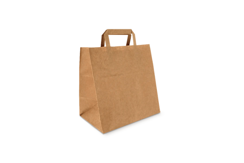 Papieren draagtassen Middel Bruin 26+17x27cm BIO