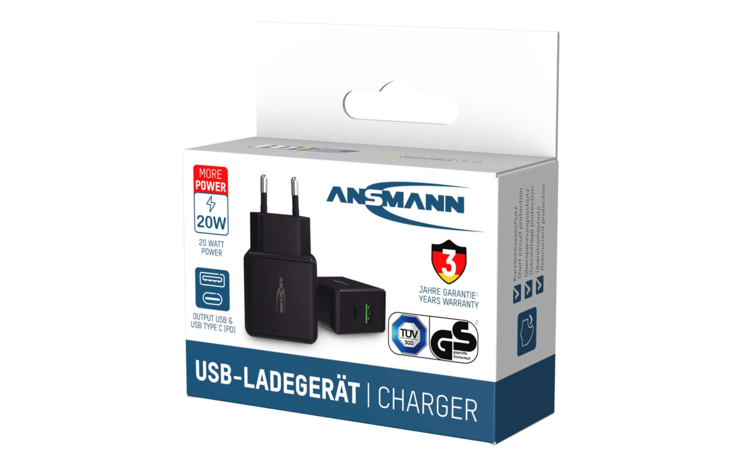 USB-Wandladegerät Home Charger HC218PD, 18 W, SchwarzLeistungsstarker Indoor USB-Ladeadapter