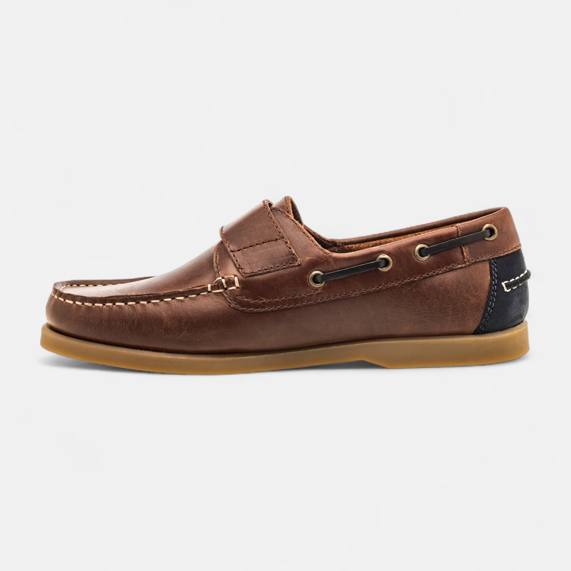 Chaussures bateau Homme en cuir marron