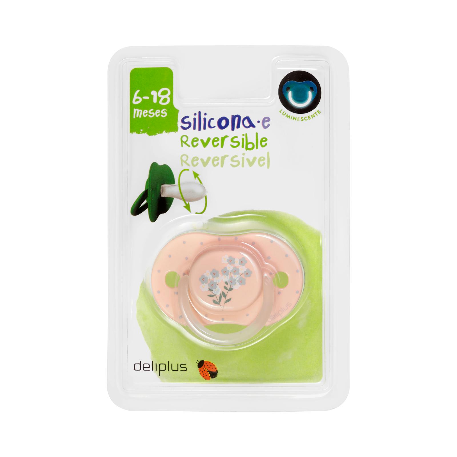 Sucette réversible en silicone Deliplus +6 à 18 mois luminescente