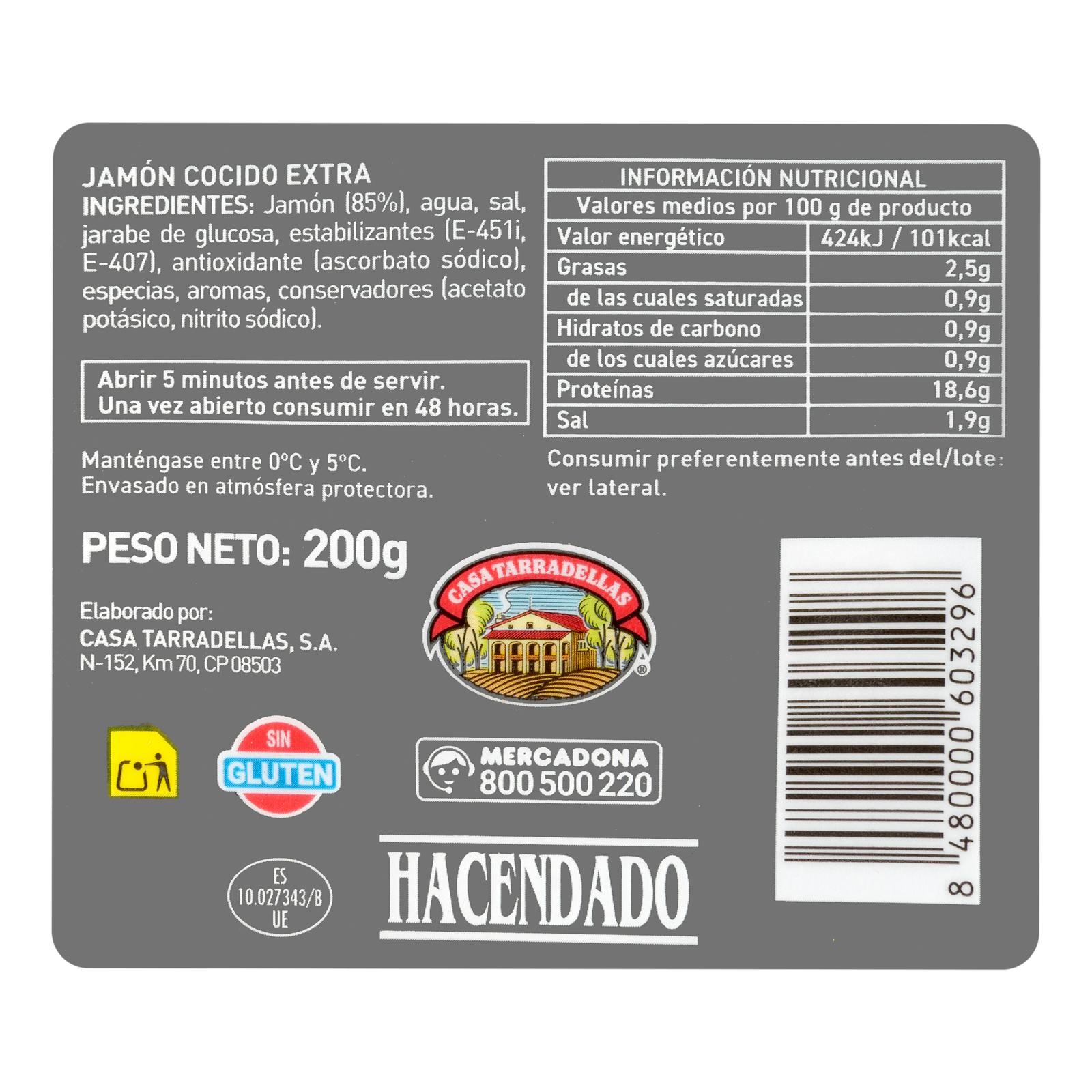 Jambon extra-cuit Hacendado, fines tranches