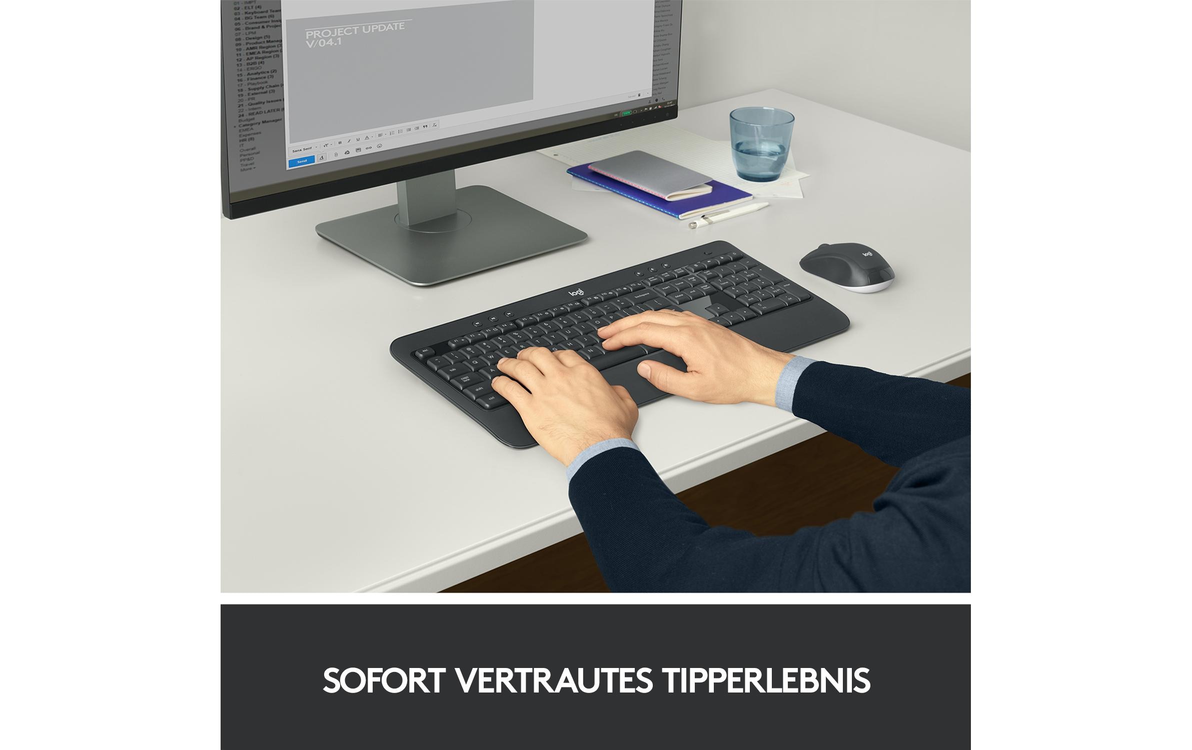 Tastatur-Maus-Set MK540 Advanced US-Layout, für WindowsSet aus Wireless-Tastatur und -Maus mit bis zu 3 Jahren Batterielaufzeit für PC und Laptop