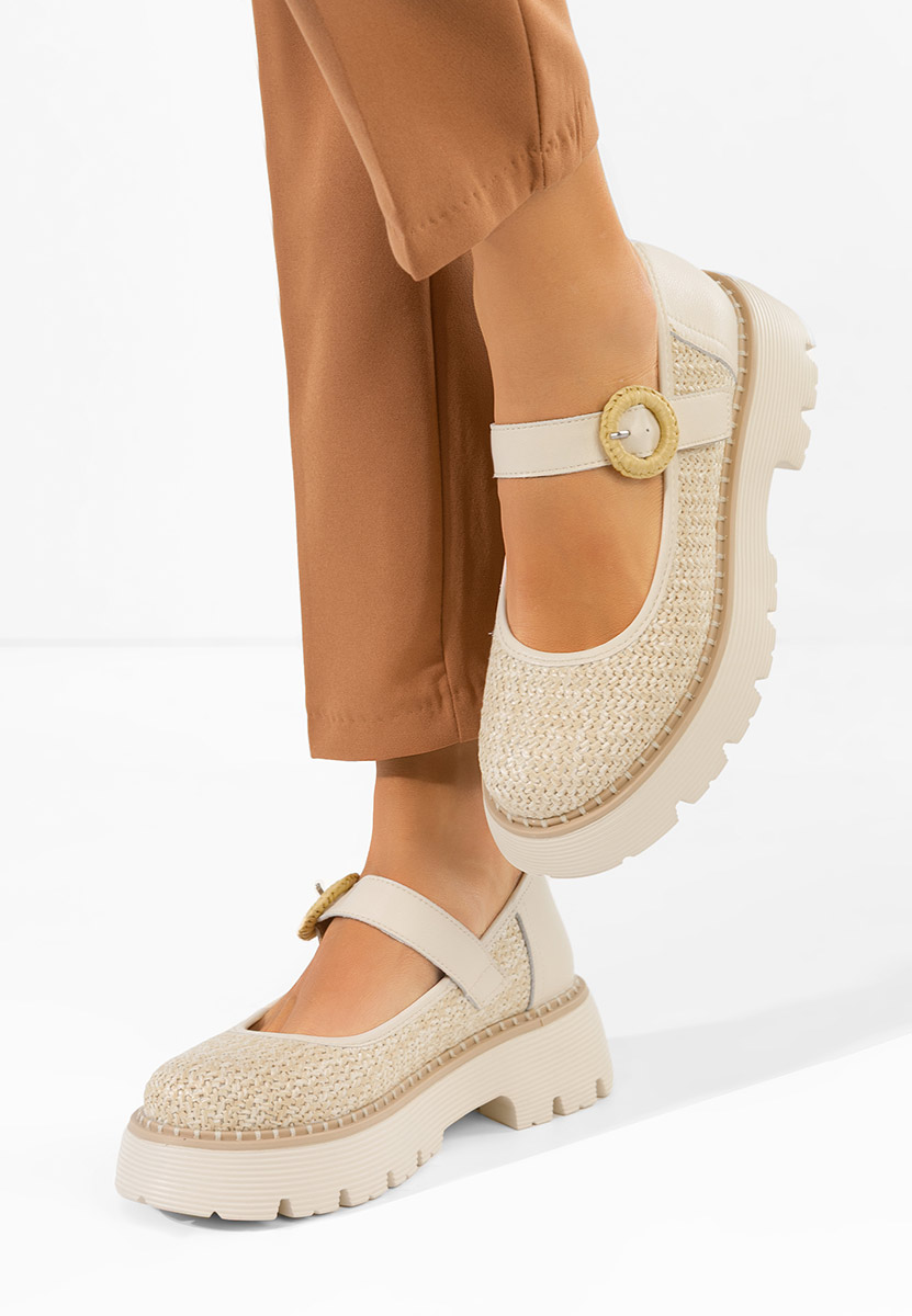 Chaussures casual femme en cuir beige Vamya