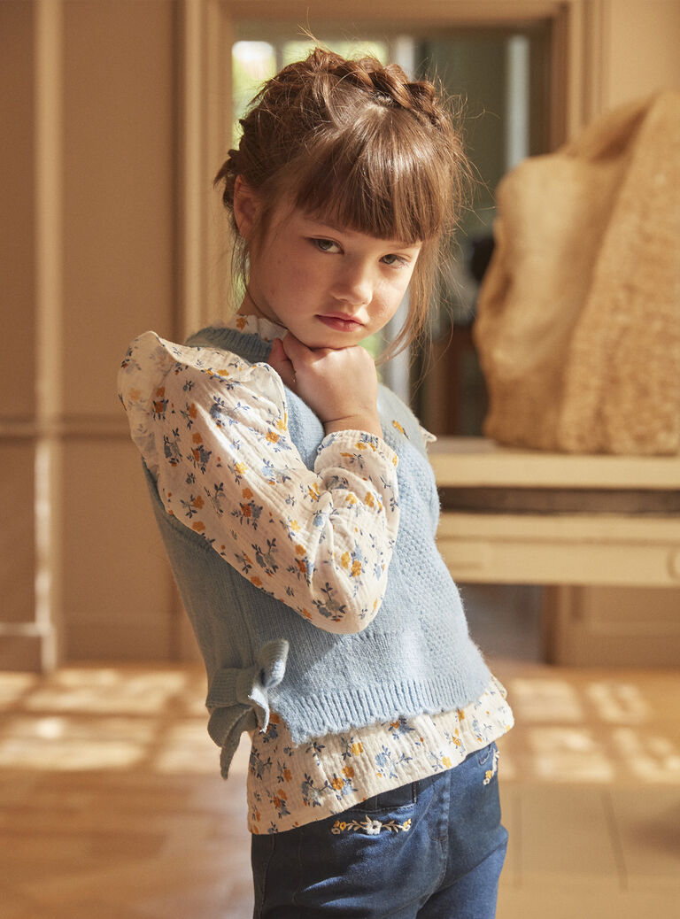 Pull bleu sans manches