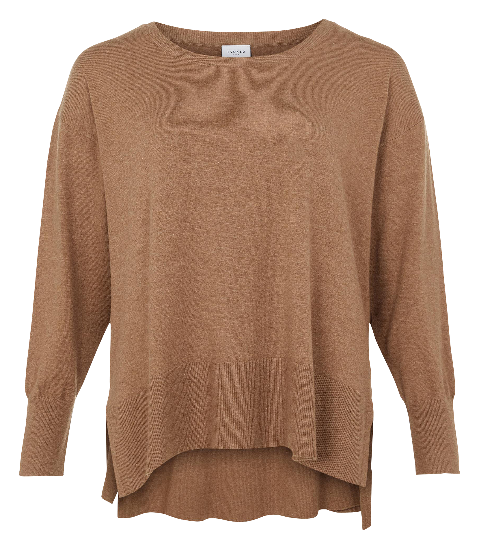 Pull col rond en maille | Marron
