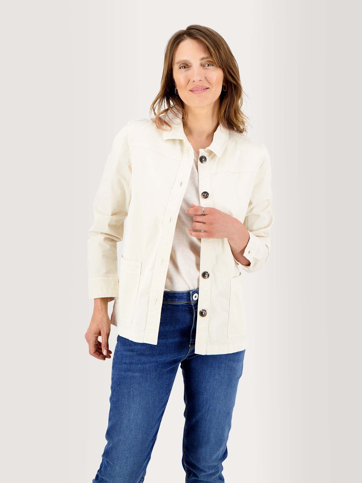 Veste Femme Légère Coton Stretch Blanc
