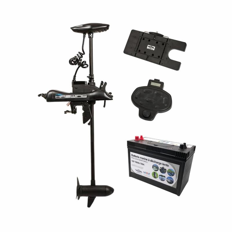 Pack Energy Cayman B 55Lbs Haswing Avec Pédale Sans Fil, Télécommande, Plaque Quick Release Et Batterie Marine 12V100amp