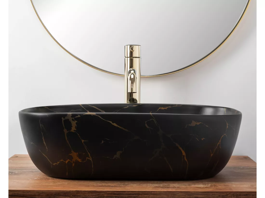 Vasque À Poser Rea Belinda Marble Matt Black