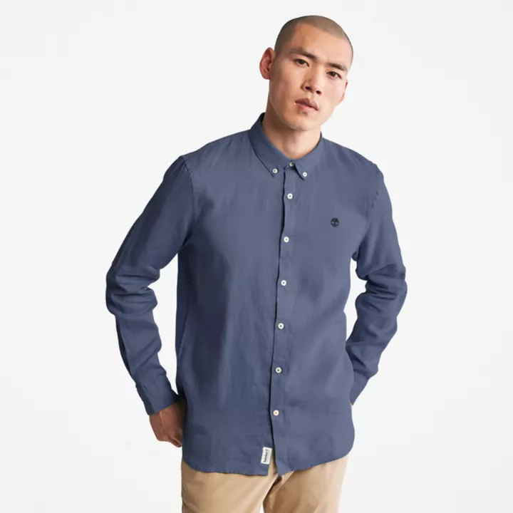 Chemise en lin Mill Brook pour homme en bleu
