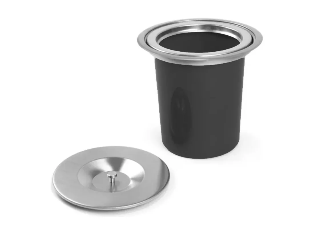 WELL HOME - Poubelle intégrée aux plans de travail, avec couvercle en acier inoxydable noir de 5 L