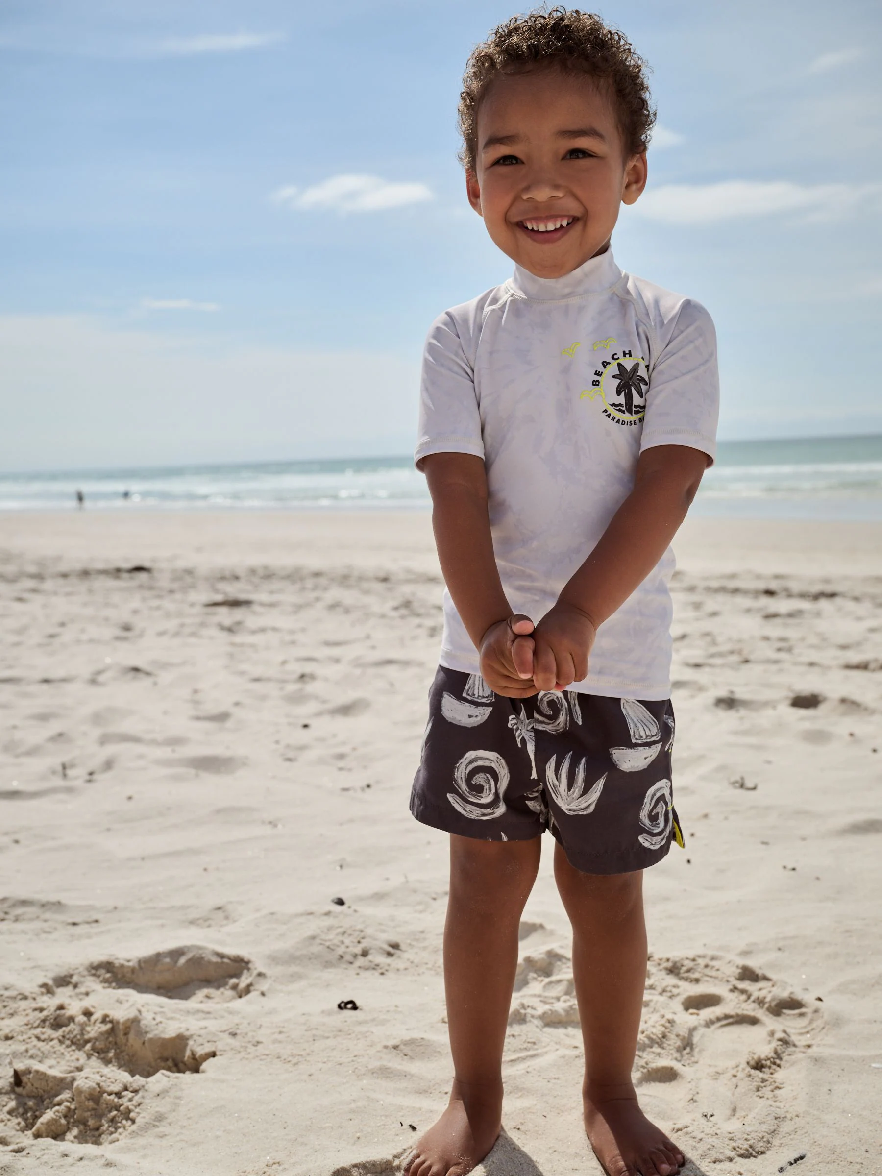 Zwart-wit tie-dye - Set van surfhemdje en shorts (3 mnd - 7 jr)