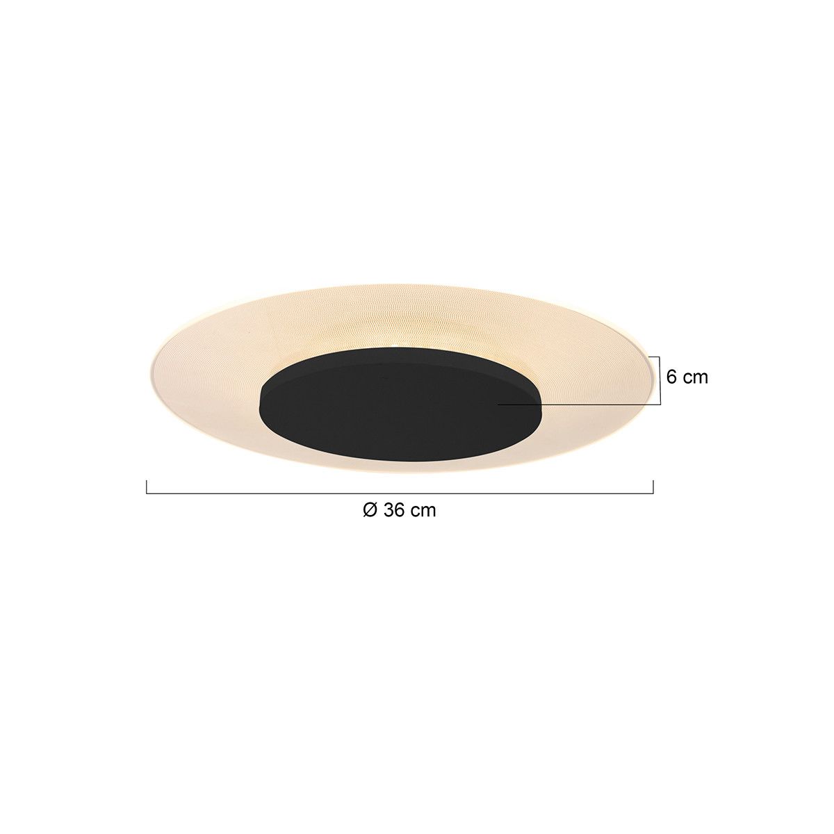 Moderne plafondlamp wit met zwart 36cm incl. LED - Lido