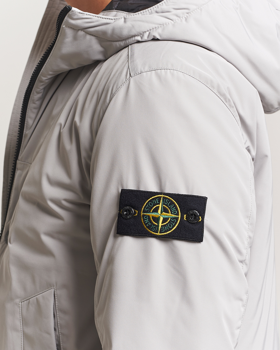 Stone Island Micro Twill Primaloft Padded Hood Jacket Pearl Grey