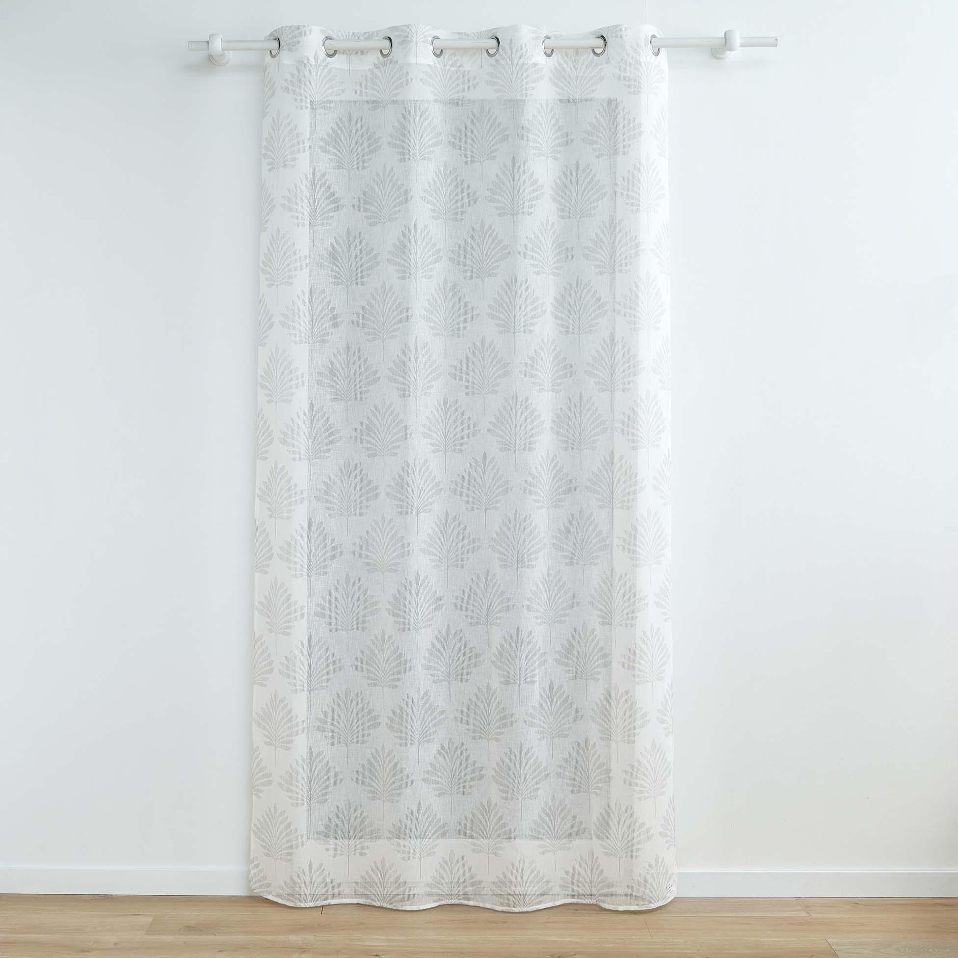 PANNEAU OEILLETS 140X240CM VOILE TISSE APPLIQUE LEVITA BLANC
