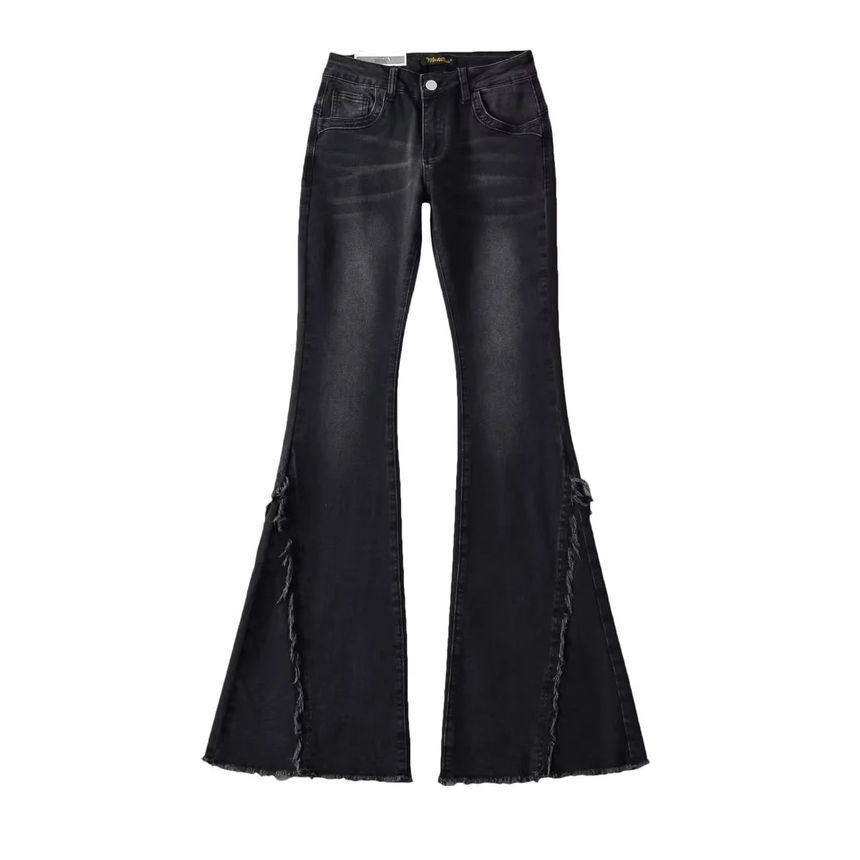 Asiris - Low Waist Washed Slim-Fit Boot-Cut Jeans
