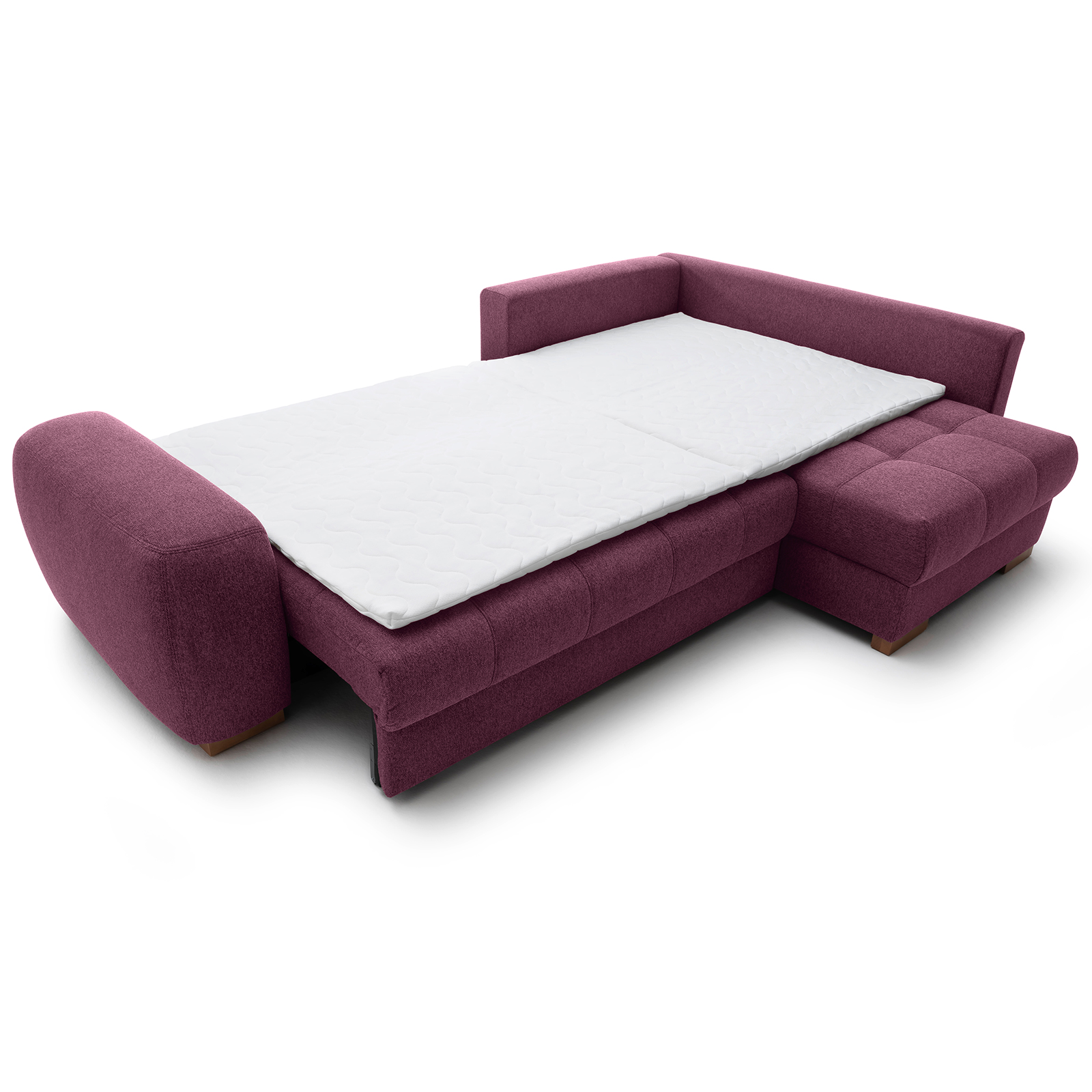 Ecksofa - burgundy - Boxspringfederung - Liegefunktion - Holzfüße