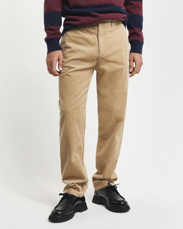 Gant REGULAR CORD CHINOS Dark khaki