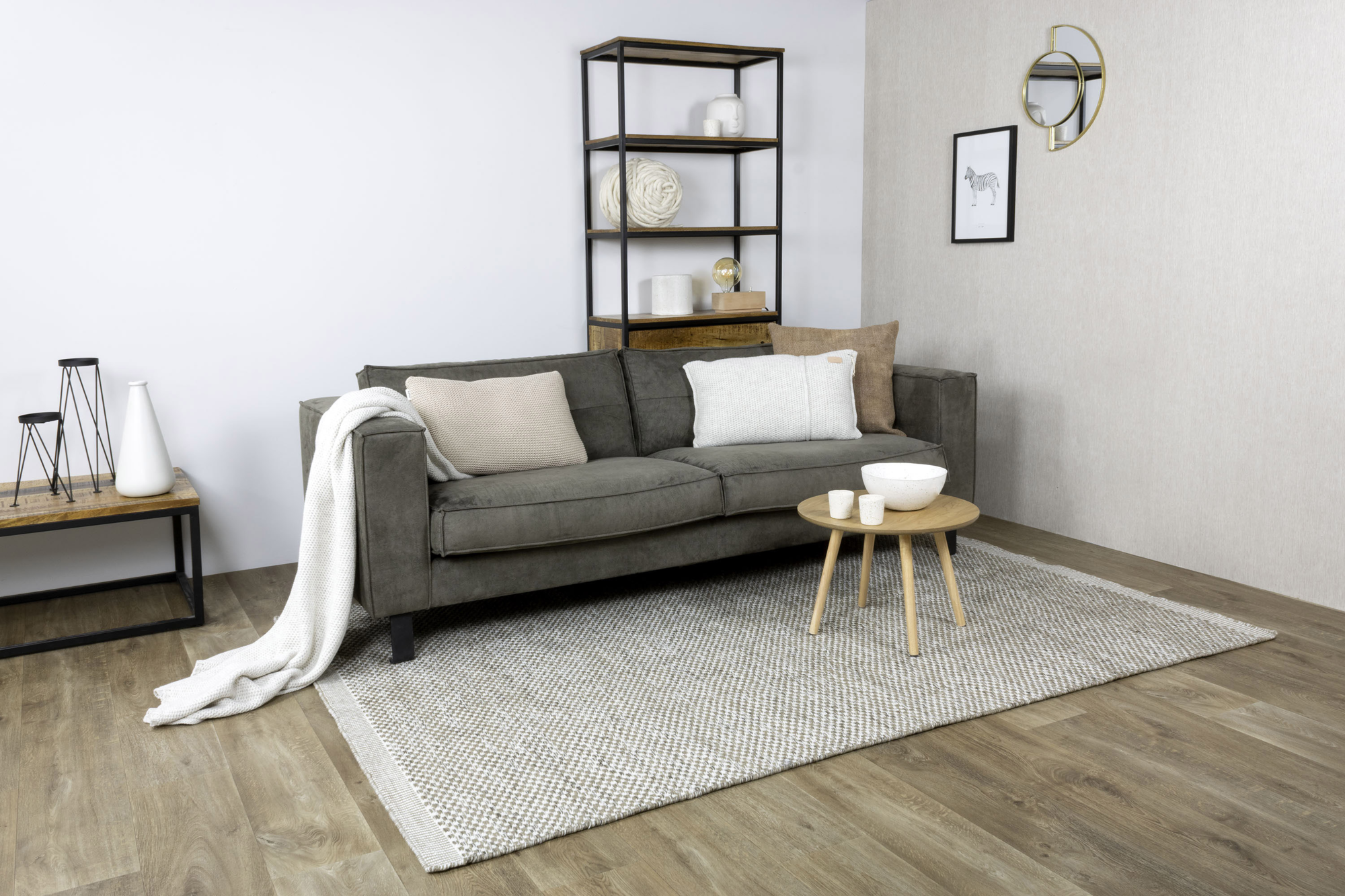 Vloerkleed Vaasa Grey White 200x300 cm