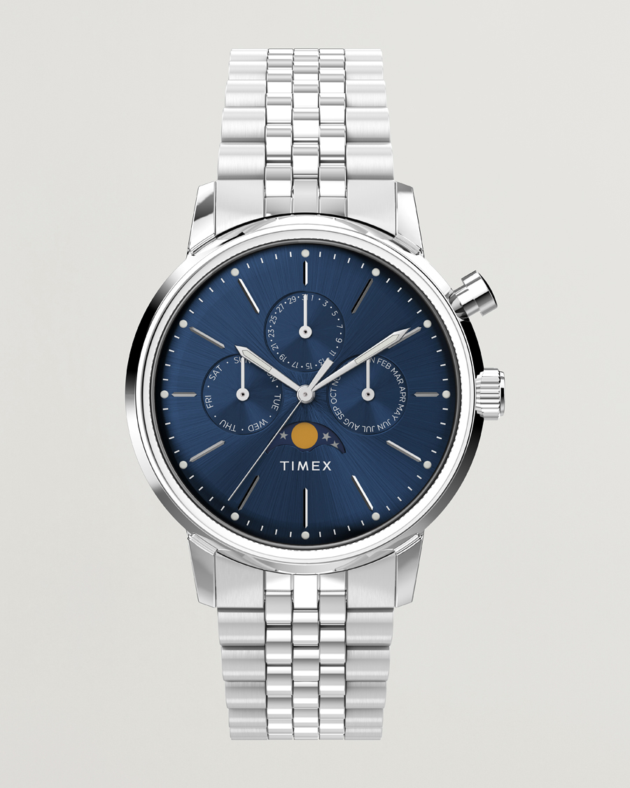 Timex Marlin Moon Phase Quartz Steel 40mm Blue Dial